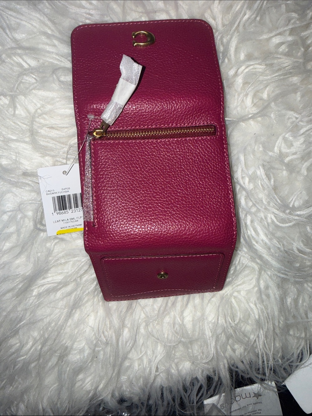 Coach Mila Mini Leather Flap Wallet- Dark Fuchsia - Picture 4 of 6